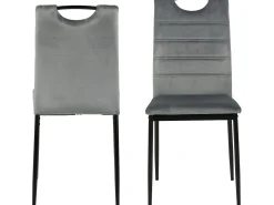 Silla de comedor Dia terciopelo gris.