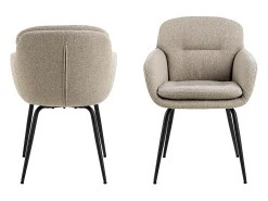 Silla de comedor Dora con reposabrazos tela beige.