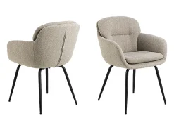 Silla de comedor Dora con reposabrazos tela beige.