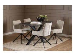 Silla de comedor Eddie chenilla beige.