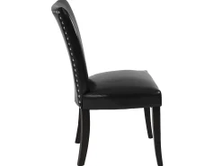 Silla de comedor Edimburgo (set de 2), piel sintética, negro, patas oscuras