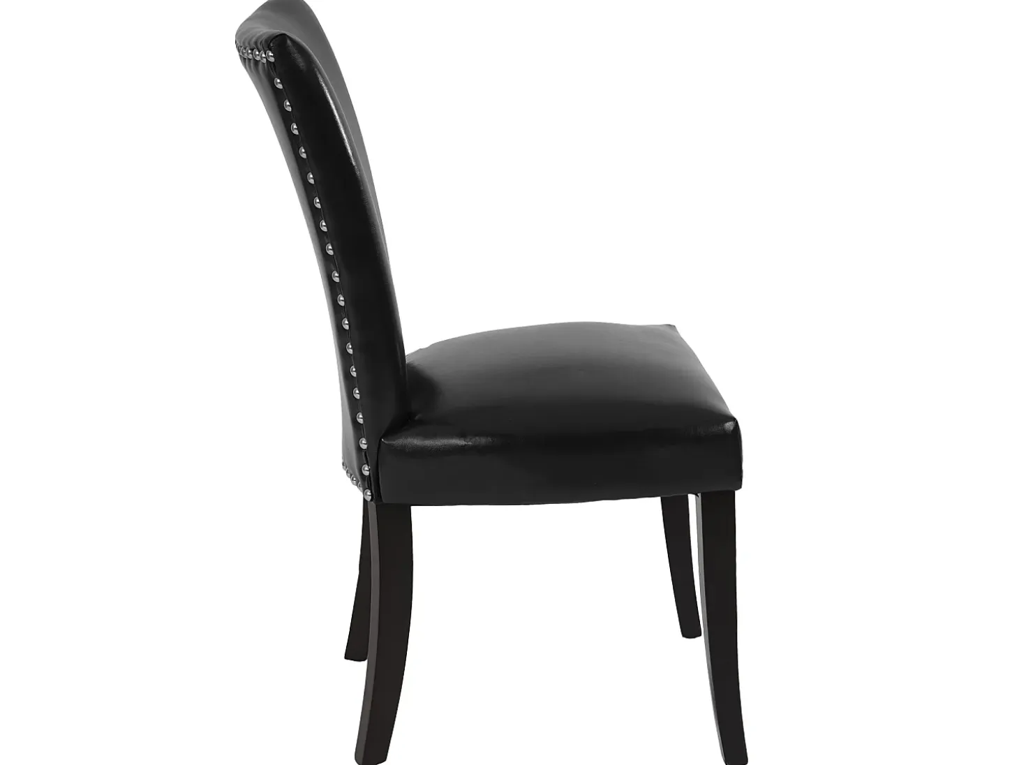 Silla de comedor Edimburgo (set de 2), piel sintética, negro, patas oscuras
