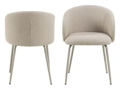 Silla de comedor Eleanor con reposabrazos tela beige.
