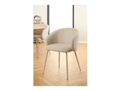 Silla de comedor Eleanor con reposabrazos tela beige.