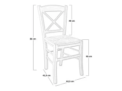 Silla de comedor en madera cruz de venecia cerezo con asiento de paja