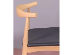 Silla de comedor en madera de fresno y cojín de polipiel - Elbow - Fresno Natural