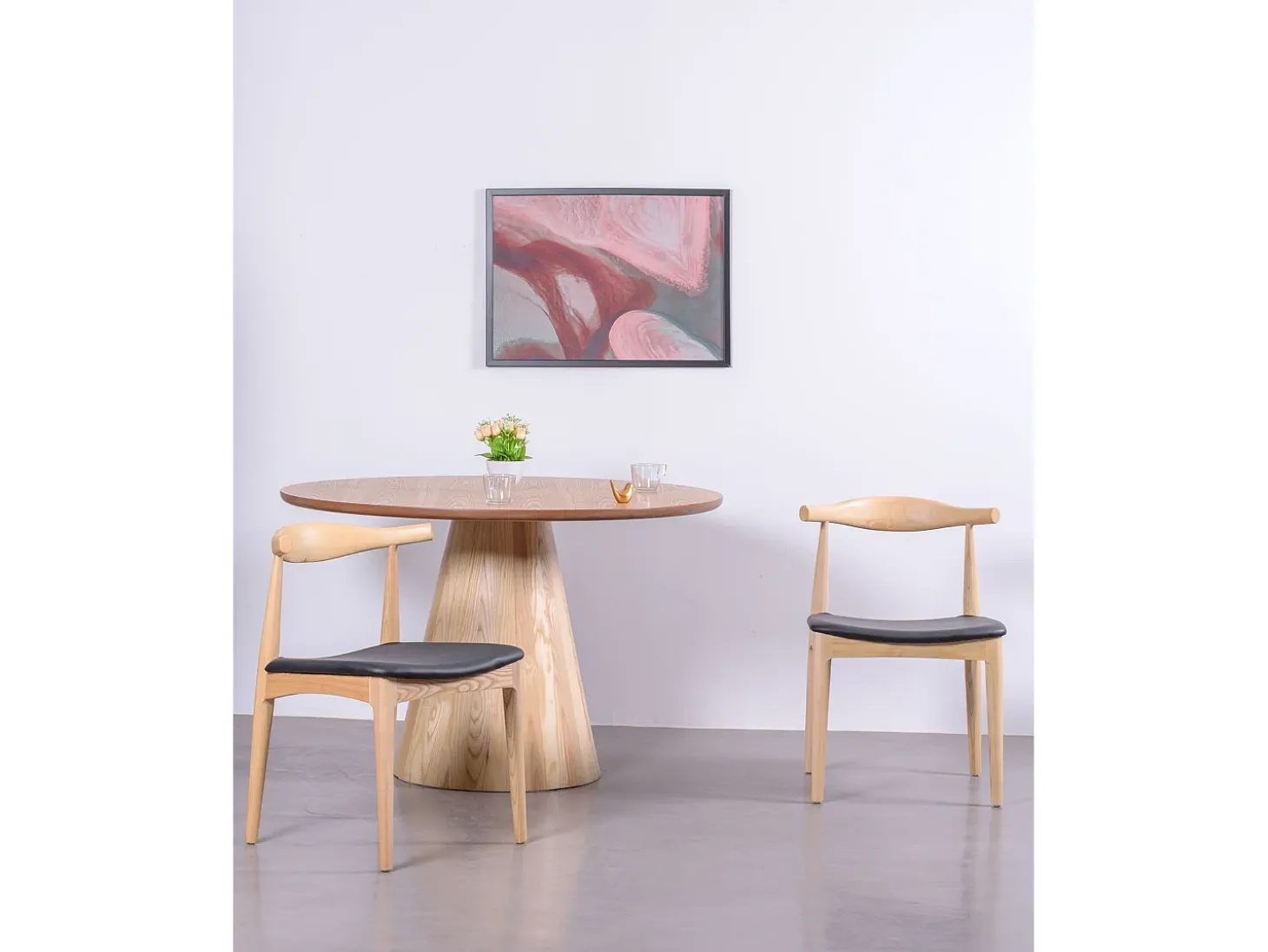Silla de comedor en madera de fresno y cojín de polipiel - Elbow - Fresno Natural