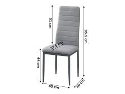 Silla de Comedor en Polipiel/metal, Gris, 4 unidades