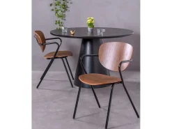 Silla de comedor estilo industrial en madera de nogal - Alpha - Nogal