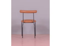 Silla de comedor estilo industrial tapizada en polipiel - Elbow - Marrón