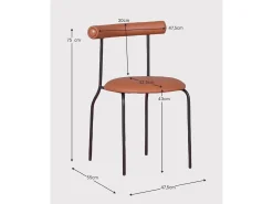 Silla de comedor estilo industrial tapizada en polipiel - Elbow - Marrón