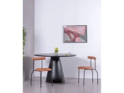 Silla de comedor estilo industrial tapizada en polipiel - Elbow - Marrón