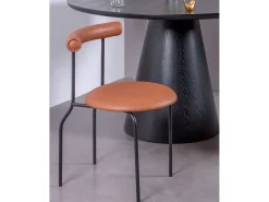 Silla de comedor estilo industrial tapizada en polipiel - Elbow - Marrón