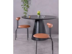 Silla de comedor estilo industrial tapizada en polipiel - Elbow - Marrón