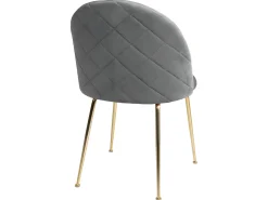 Silla de comedor Geles de terciopelo gris, patas en imitación latón.