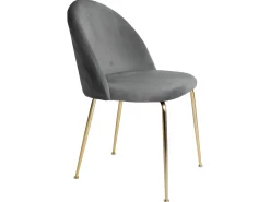 Silla de comedor Geles de terciopelo gris, patas en imitación latón.