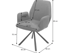 Silla de comedor giratoria MCW-H71, gris claro