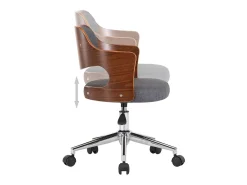 Silla de comedor giratoria de madera curvada y tela gris