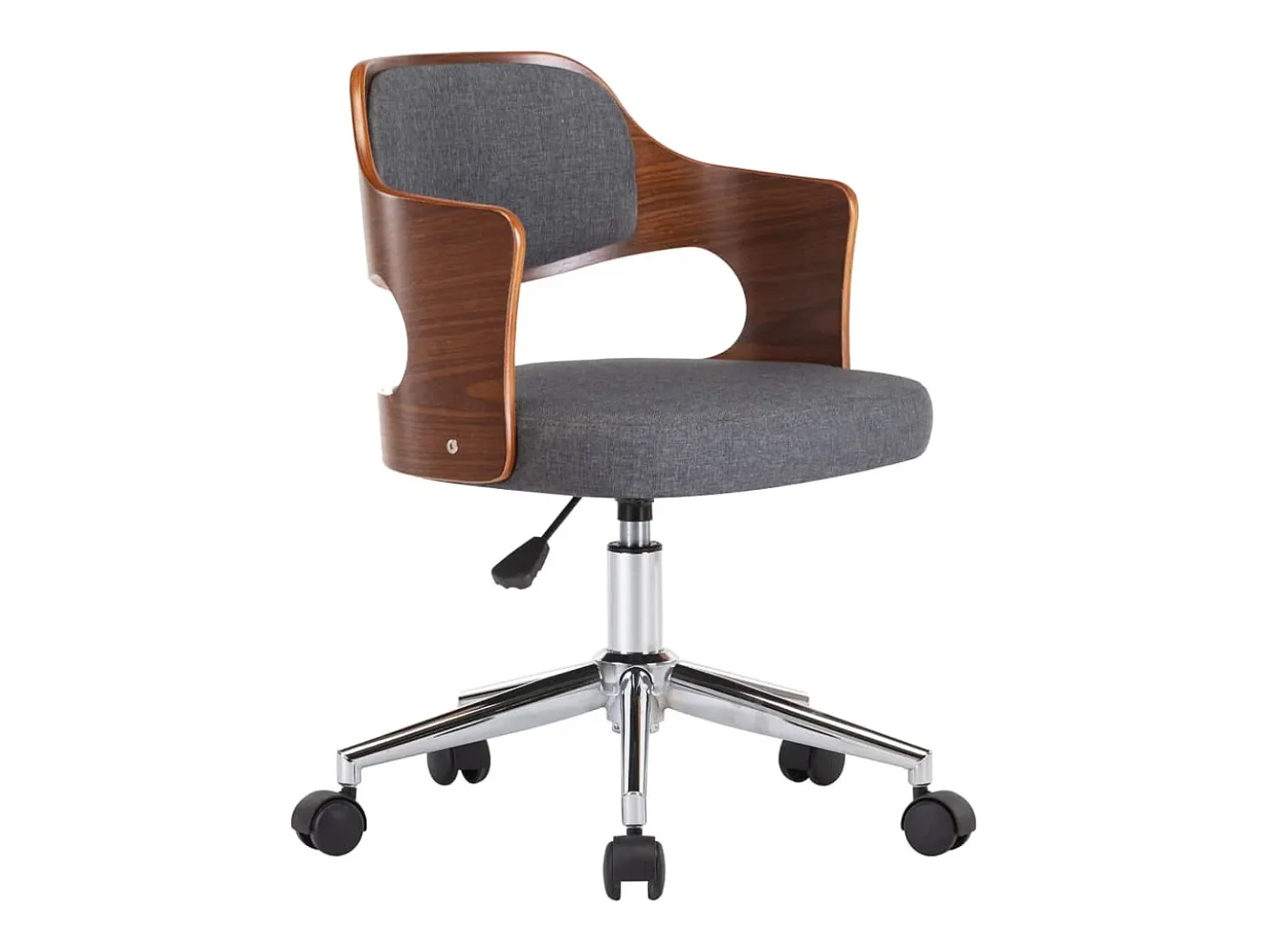 Silla de comedor giratoria de madera curvada y tela gris