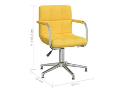Silla de comedor giratoria de tela amarilla mostaza