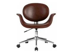 Silla de comedor giratoria cuero sintético marrón