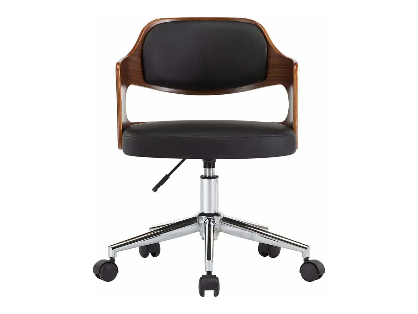 Silla de comedor giratoria madera curvada cuero sintético negro ES987152