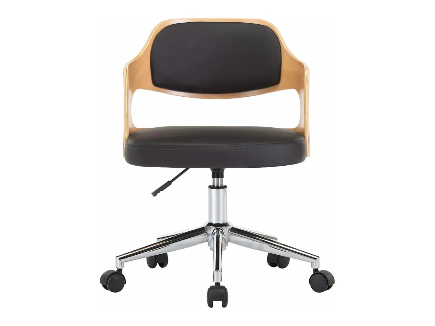 Silla de comedor giratoria madera curvada cuero sintético negro