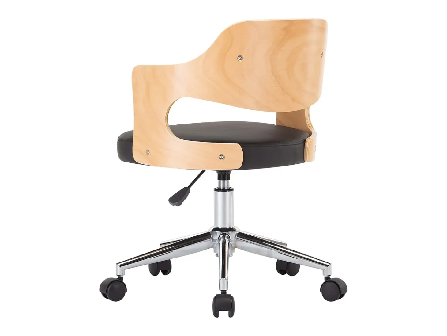 Silla de comedor giratoria madera curvada cuero sintético negro