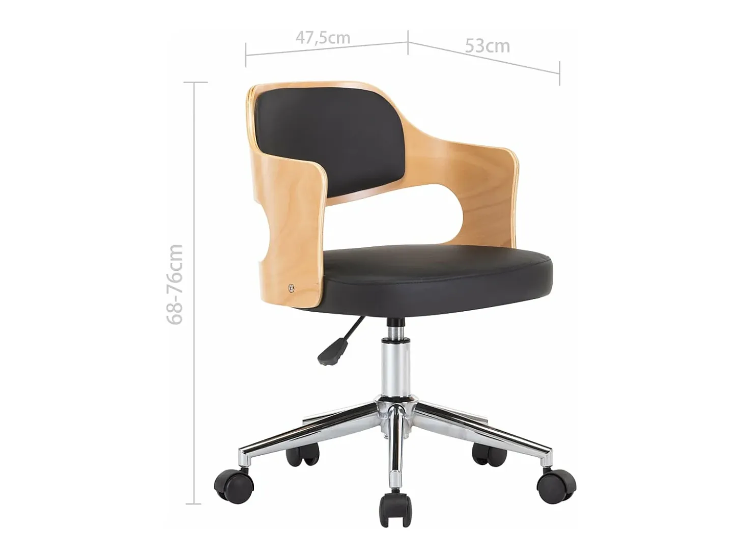 Silla de comedor giratoria madera curvada cuero sintético negro