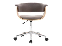 Silla de comedor giratoria de madera curvada y tela gris taupe ES498256