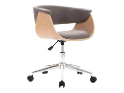 Silla de comedor giratoria de madera curvada y tela gris taupe ES498256