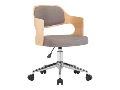 Silla de comedor giratoria de madera curvada y tela gris taupe ES309700