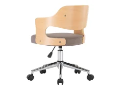 Silla de comedor giratoria de madera curvada y tela gris taupe ES309700