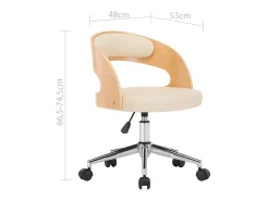 Silla de comedor giratoria madera curvada cuero sintético crema