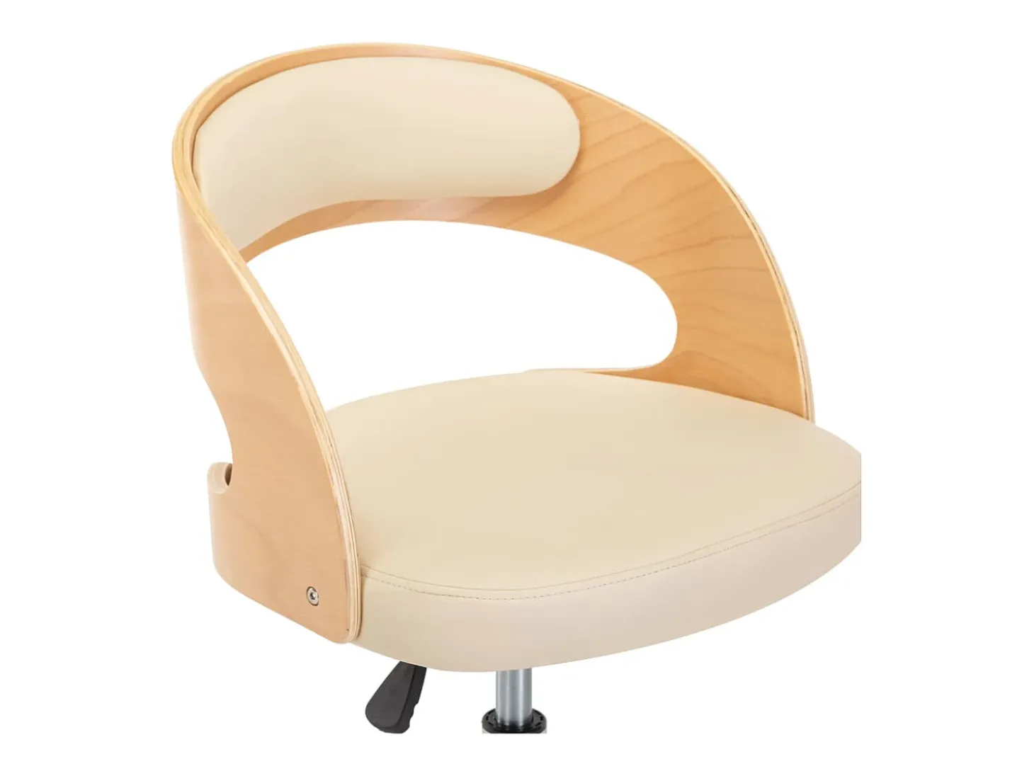 Silla de comedor giratoria madera curvada cuero sintético crema
