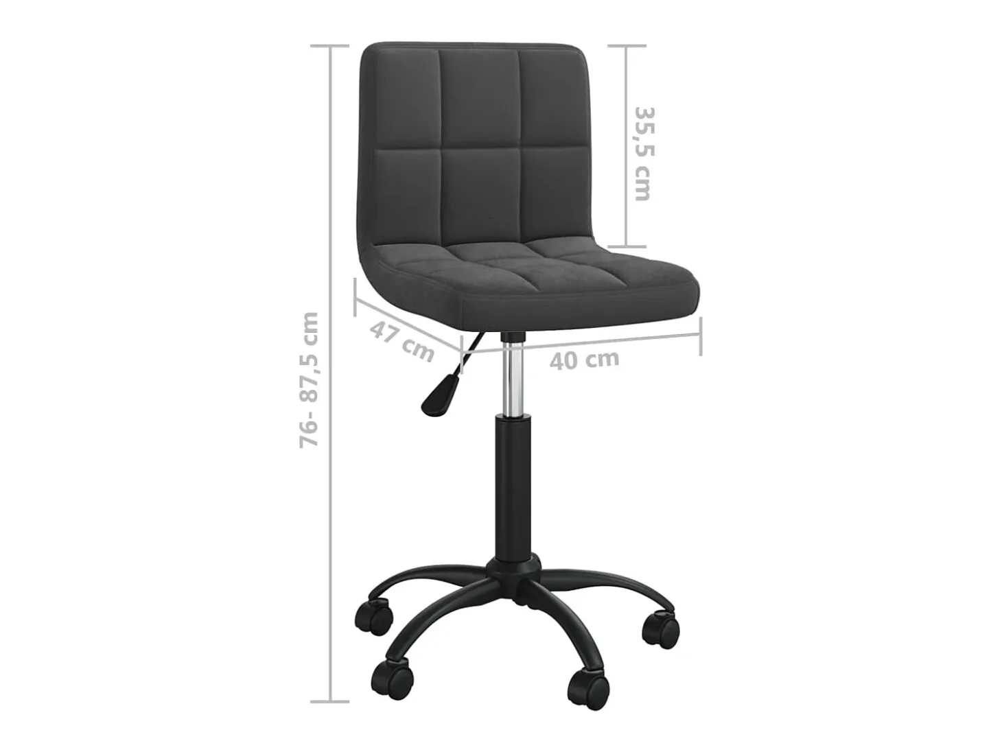 Silla de comedor giratoria de terciopelo negro