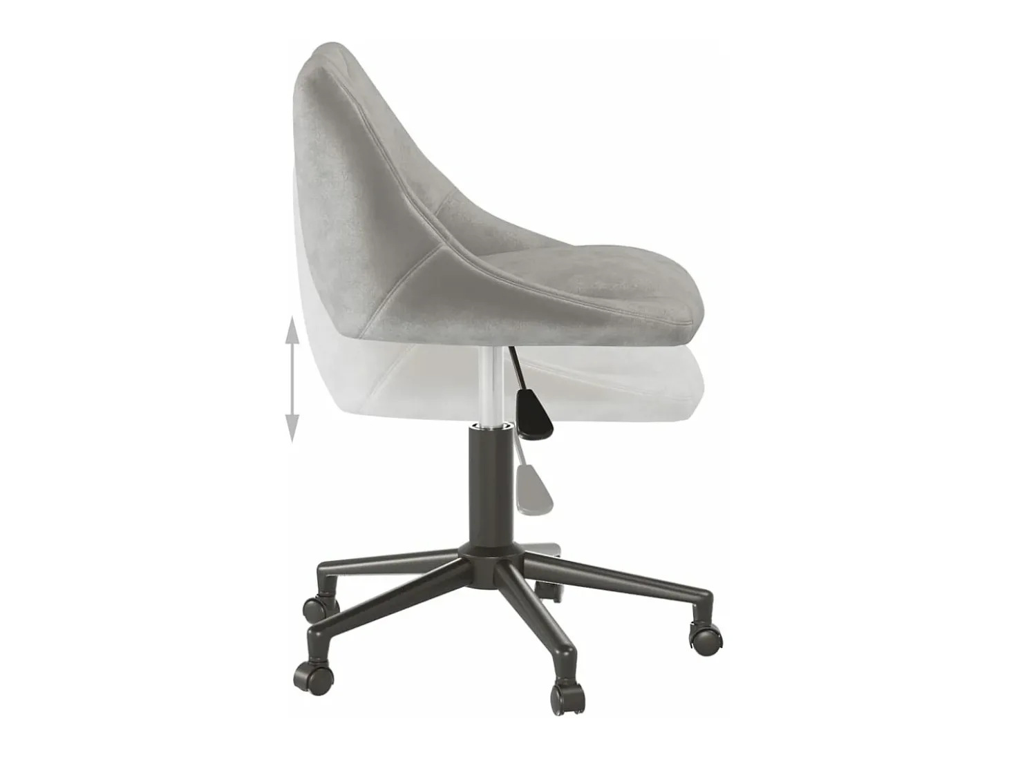 Silla de comedor giratoria de terciopelo gris claro