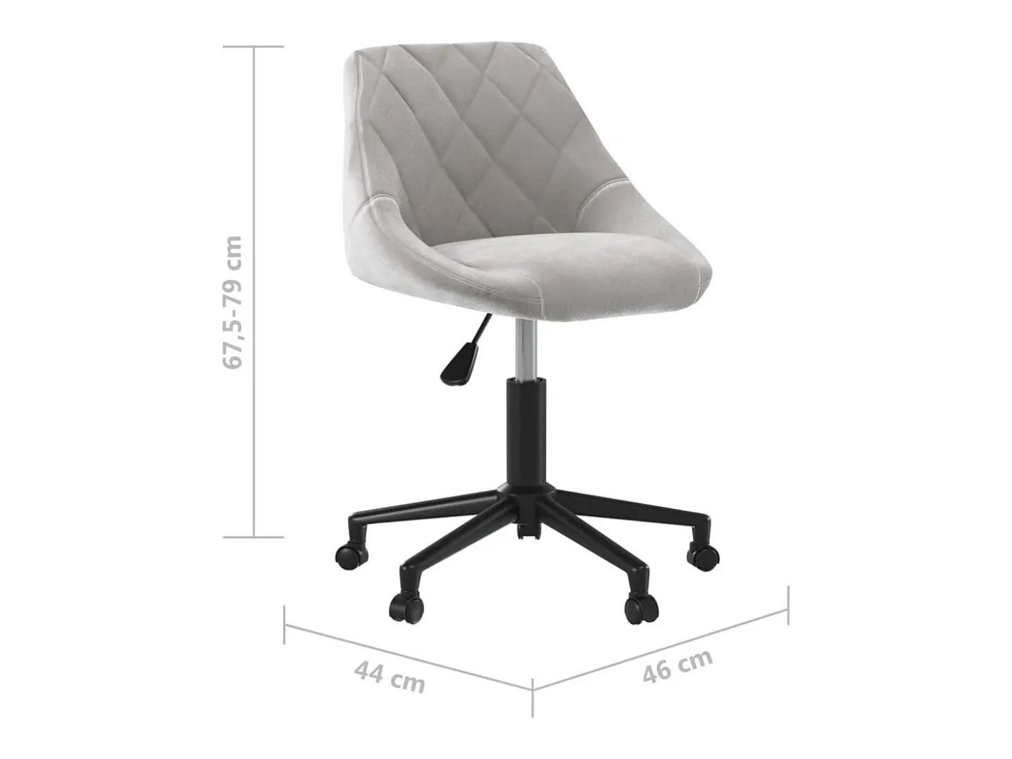 Silla de comedor giratoria de terciopelo gris claro
