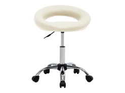 Silla de comedor giratoria de cuero sintética crema