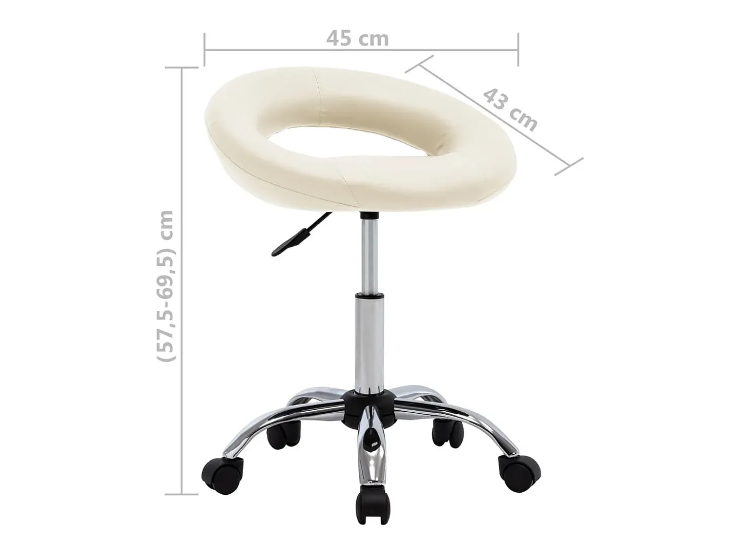 Silla de comedor giratoria de cuero sintética crema