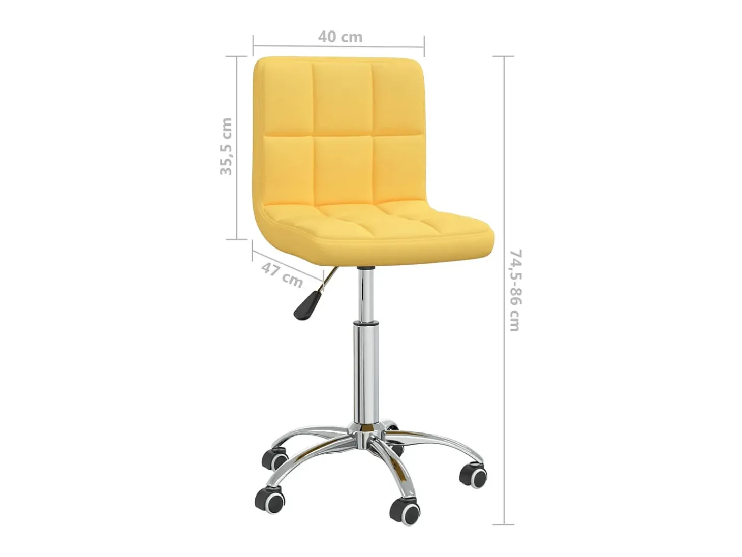 Silla de comedor giratoria de tela amarilla mostaza