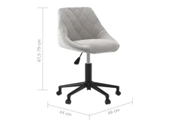 Silla de comedor giratoria de terciopelo gris claro