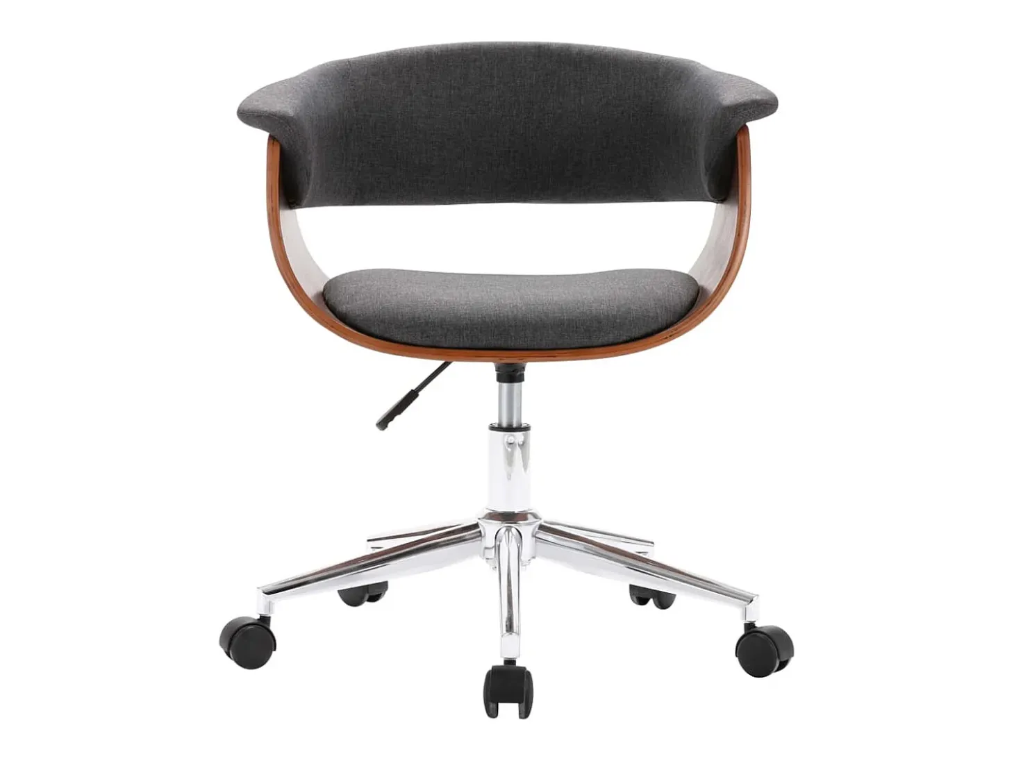 Silla de comedor giratoria de madera curvada y tela gris