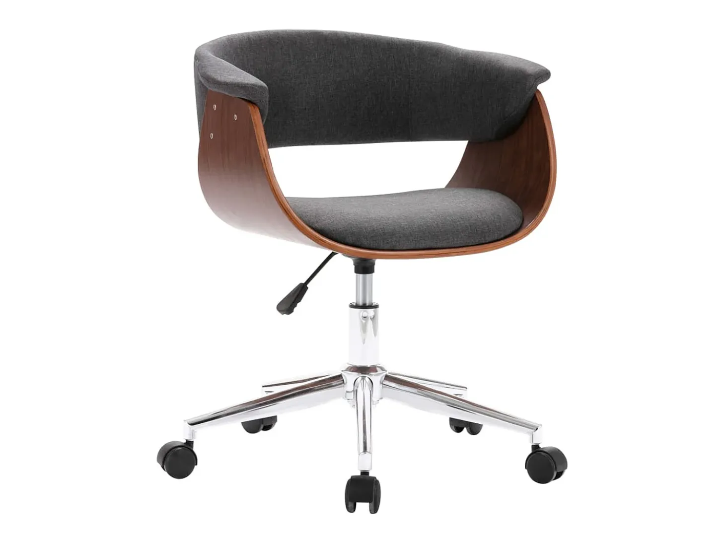 Silla de comedor giratoria de madera curvada y tela gris