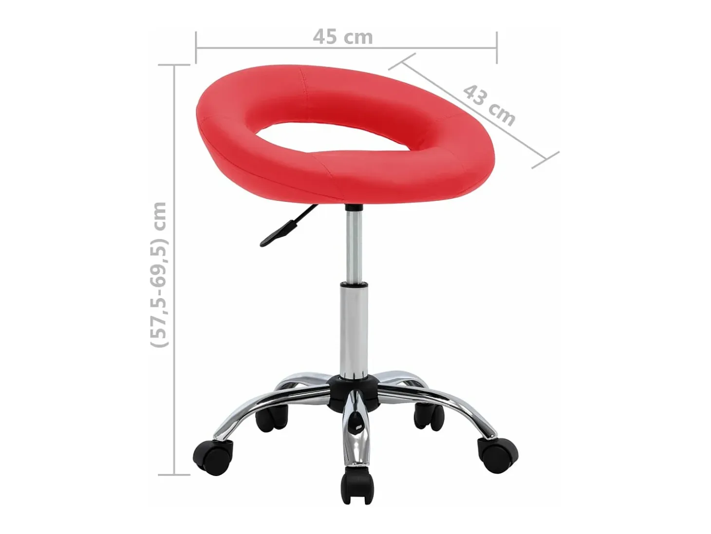 Silla de comedor giratoria de cuero sintética roja