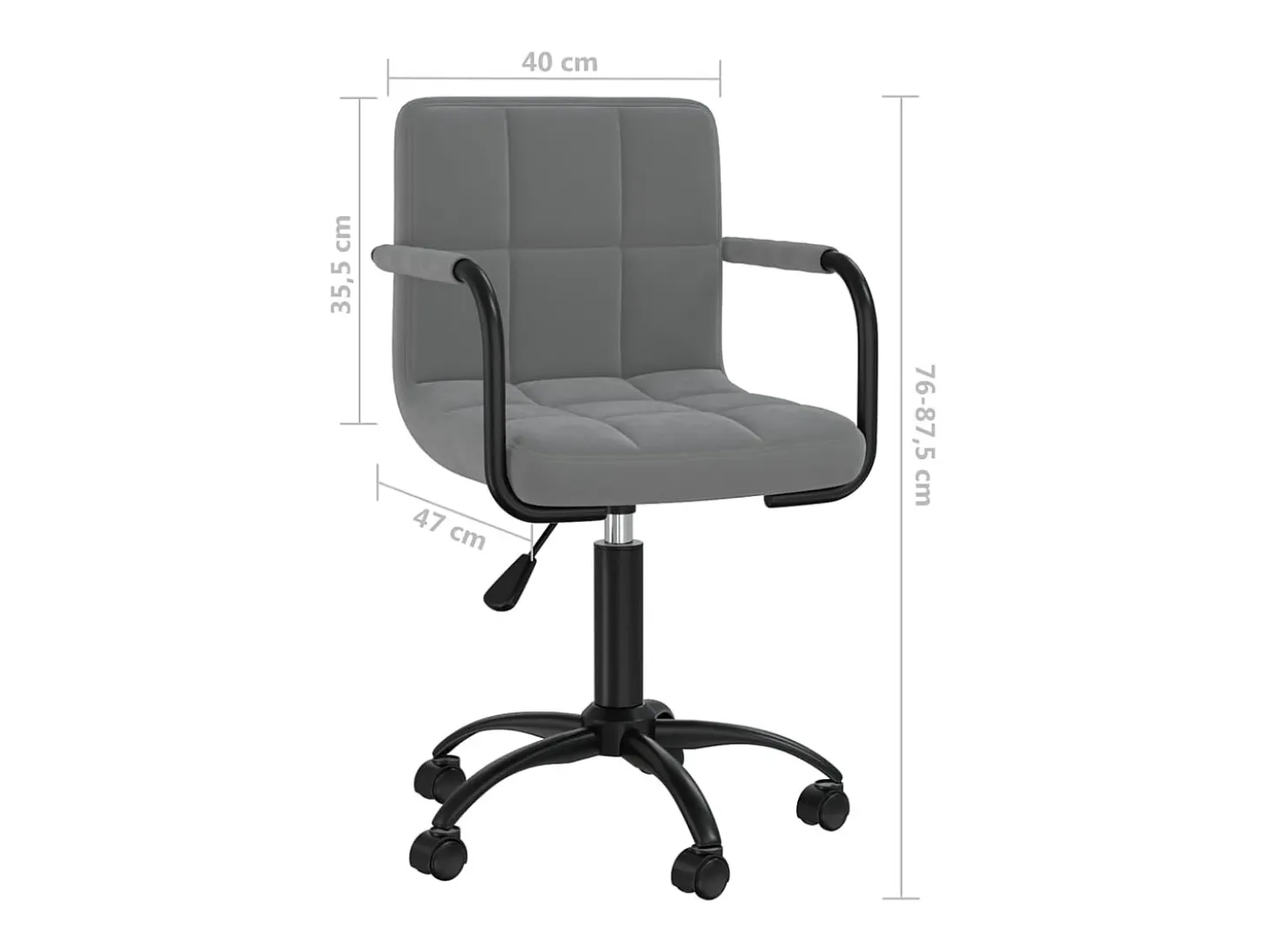 Silla de comedor giratoria de terciopelo gris oscuro