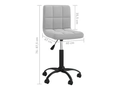 Silla de comedor giratoria de terciopelo gris claro