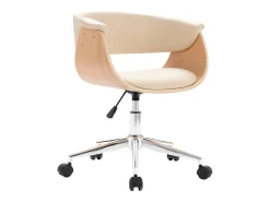 Silla de comedor giratoria madera curvada cuero sintético crema