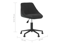 Silla de comedor giratoria de terciopelo negro