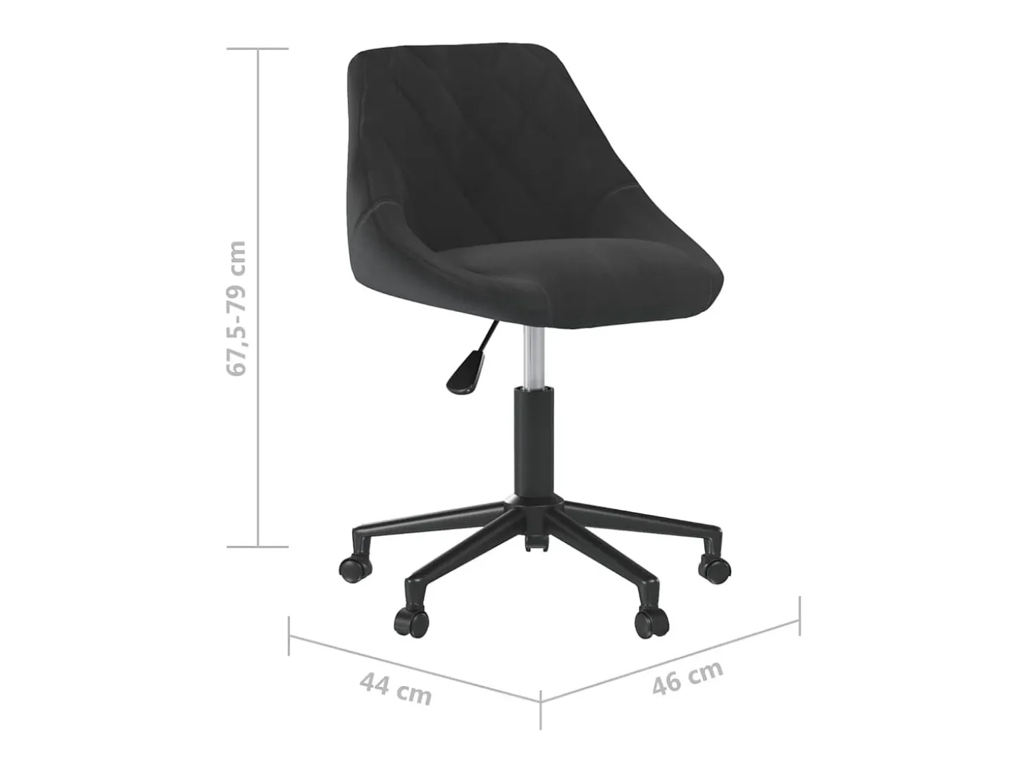 Silla de comedor giratoria de terciopelo negro